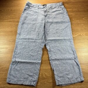 Ashley Stewart Women's Plus Size 16W Linen Blend Capri Pants Summer Blue Flaw